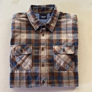 Chaps Men's Casual Plaid Shirt - Brown and Blue (L)